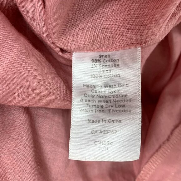 TALBOTS Smocked Waist Pink Floral Full Cotton Blend Pleated Lined Skirt Size 8 - Picture 6 of 7